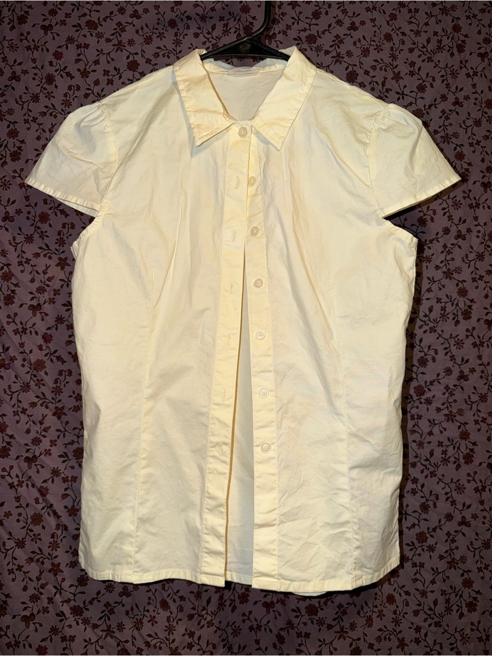 Brandy Melville Pale Yellow Short-Sleeve Button-Front Shirt